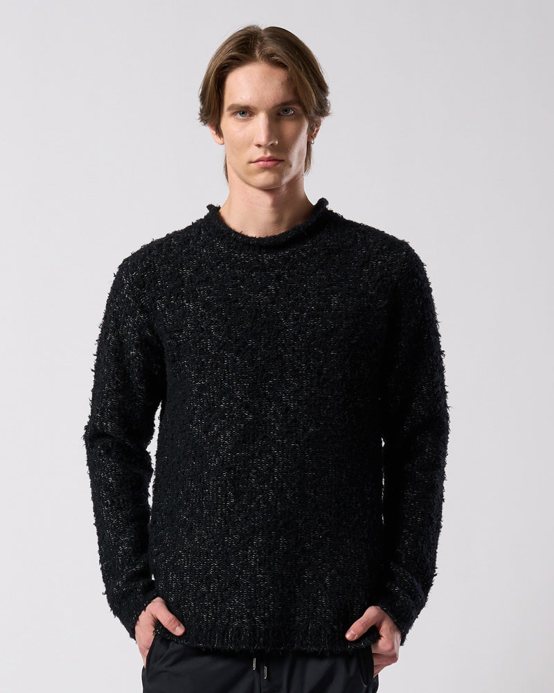 fancy yarn crew-neck knit