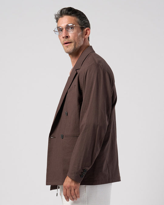 viscose linen double-breasted jacket