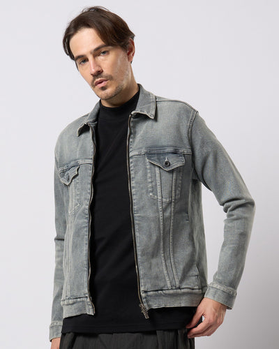 denim zip blouson