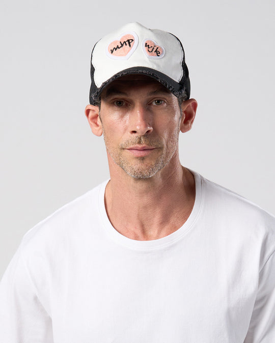 【Maison Honoré Paris × wjk】2-heart patch cut-off mesh cap