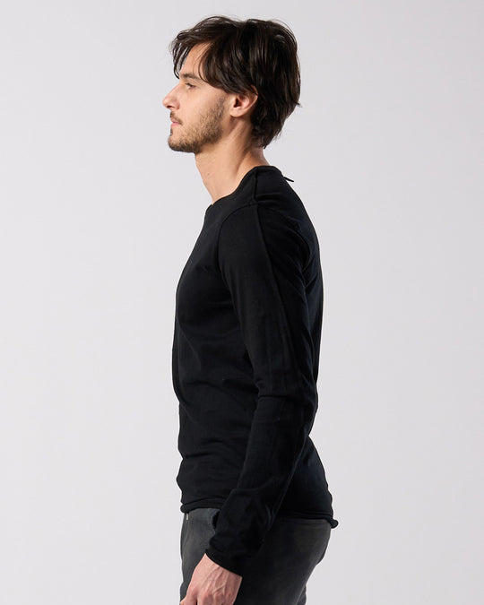 slim cut-off crew-neck L/S