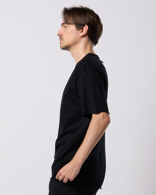 wide cut-off V-neck S/S
