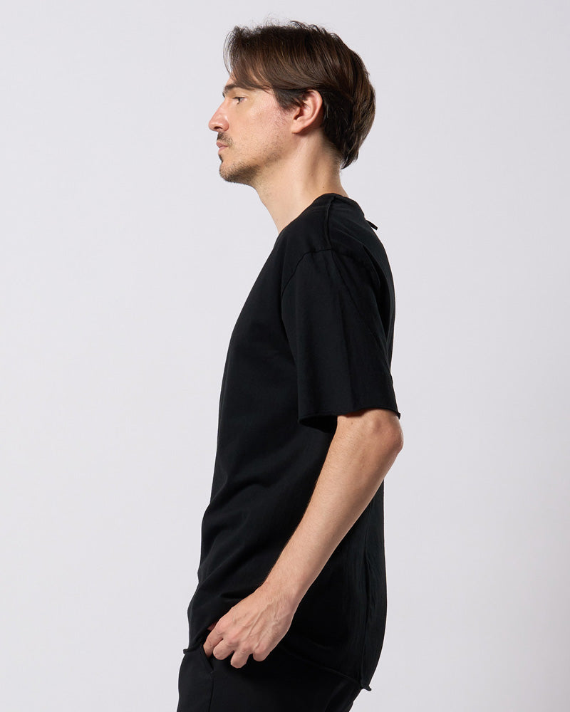 wide cut-off V-neck S/S