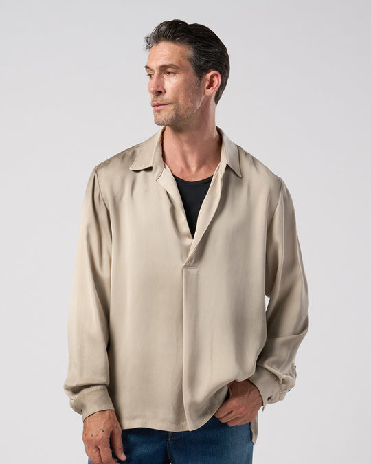 cupro vintage pull-over skipper shirt L/S