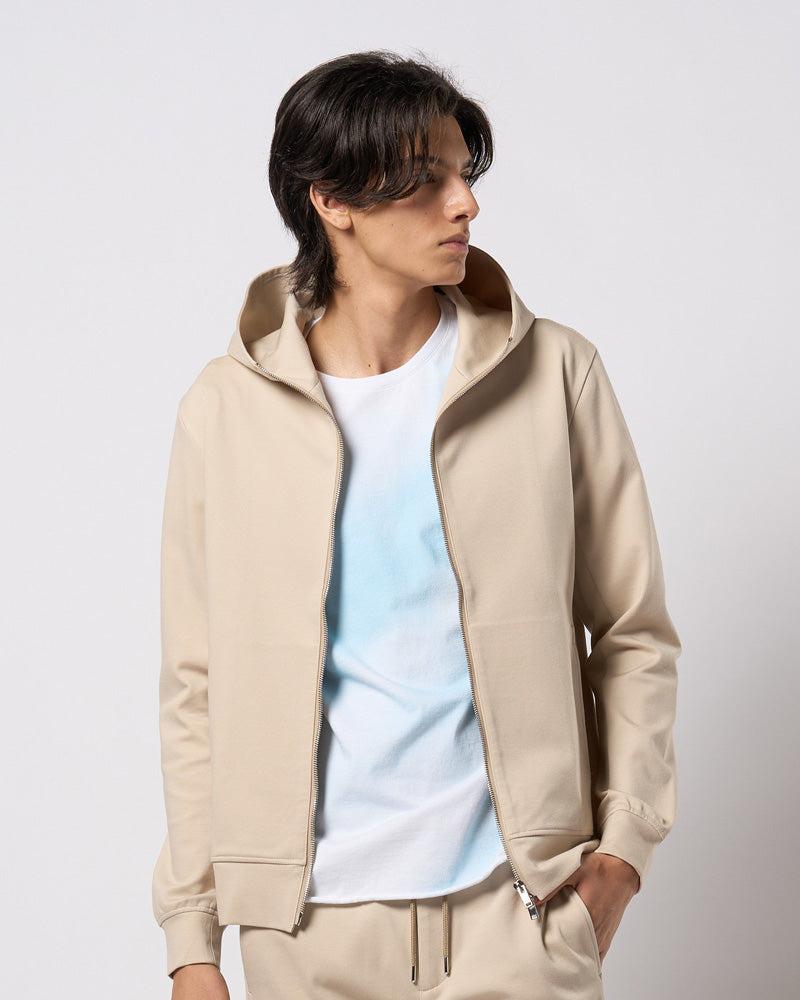 high neck zip-up parka
