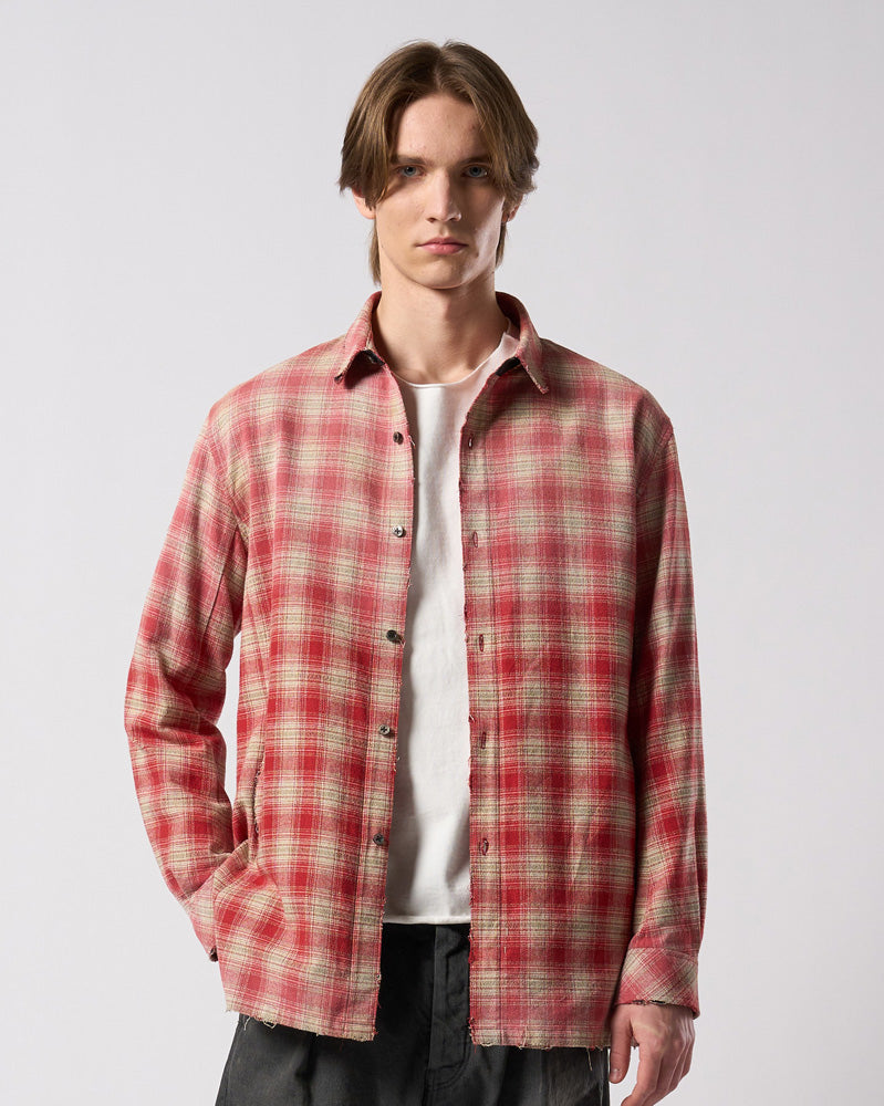 aging loose check shirt