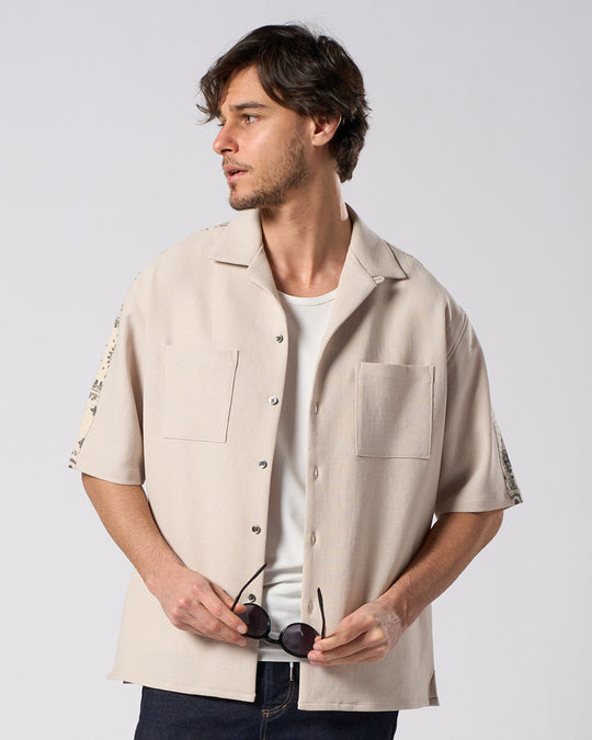 bandana print panel open shirt – wjk online store