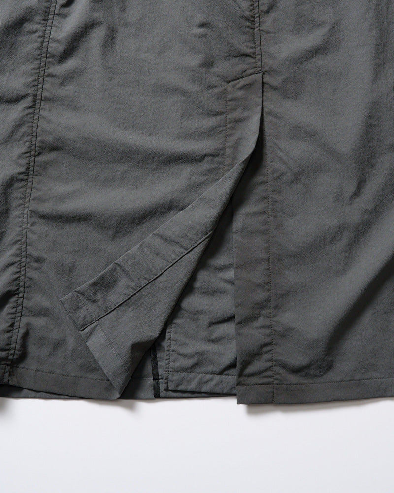 textured nylon double breasted coat