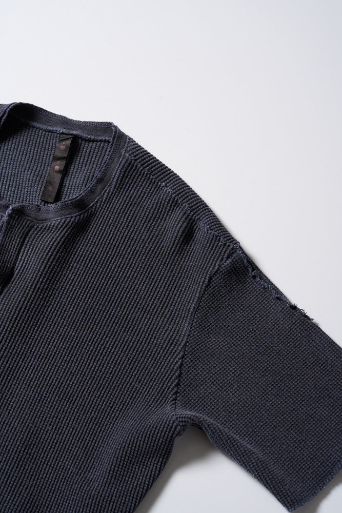 hard dry waffle fly-front henley S/S