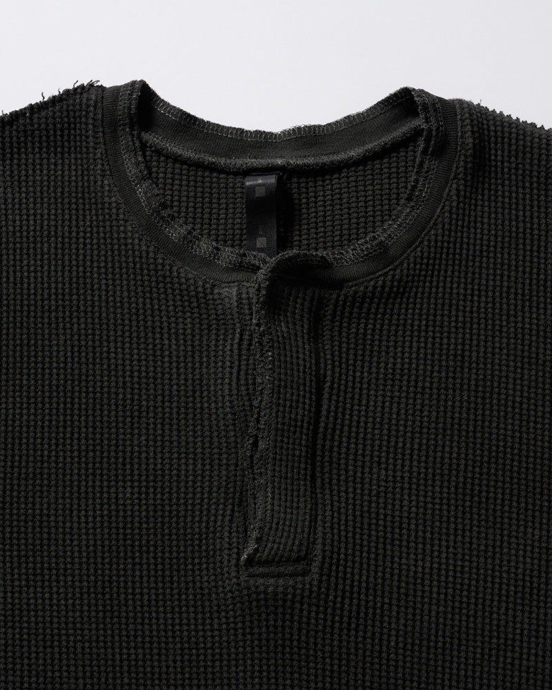 hard dry waffle fly-front henley S/S