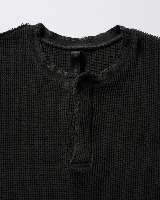 hard dry waffle fly-front henley S/S