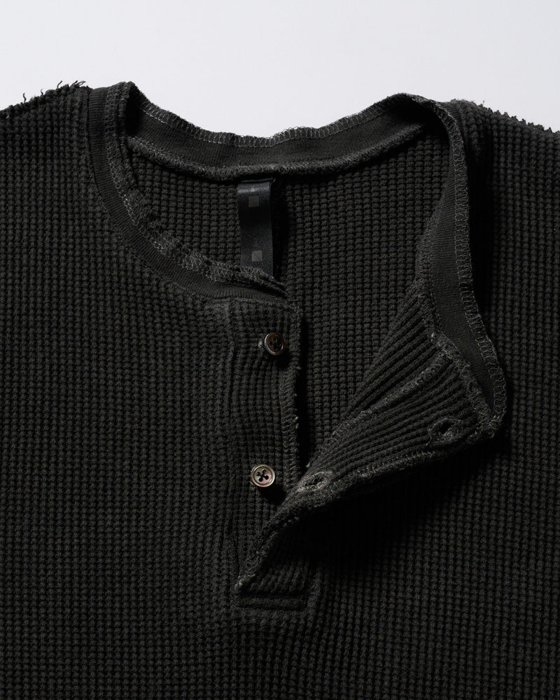 hard dry waffle fly-front henley S/S