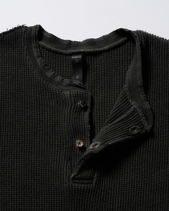 hard dry waffle fly-front henley S/S