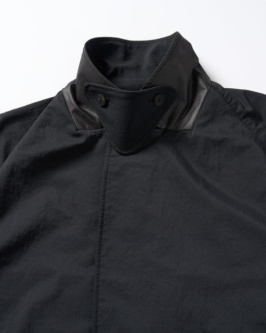 textured nylon double breasted coat