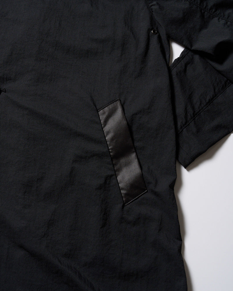 textured nylon double breasted coat
