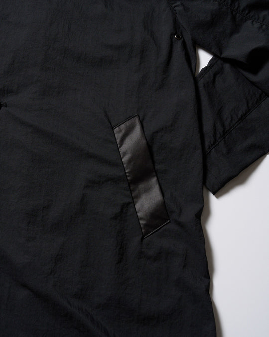 textured nylon double breasted coat