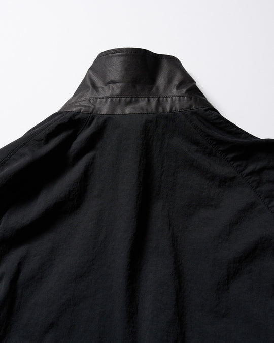 textured nylon double breasted coat