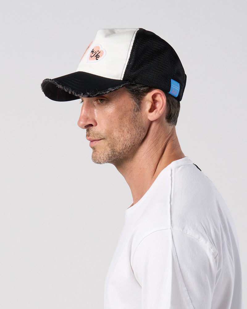 【Maison Honoré Paris × wjk】2-heart patch cut-off mesh cap