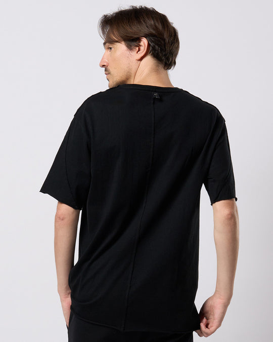 wide cut-off V-neck S/S