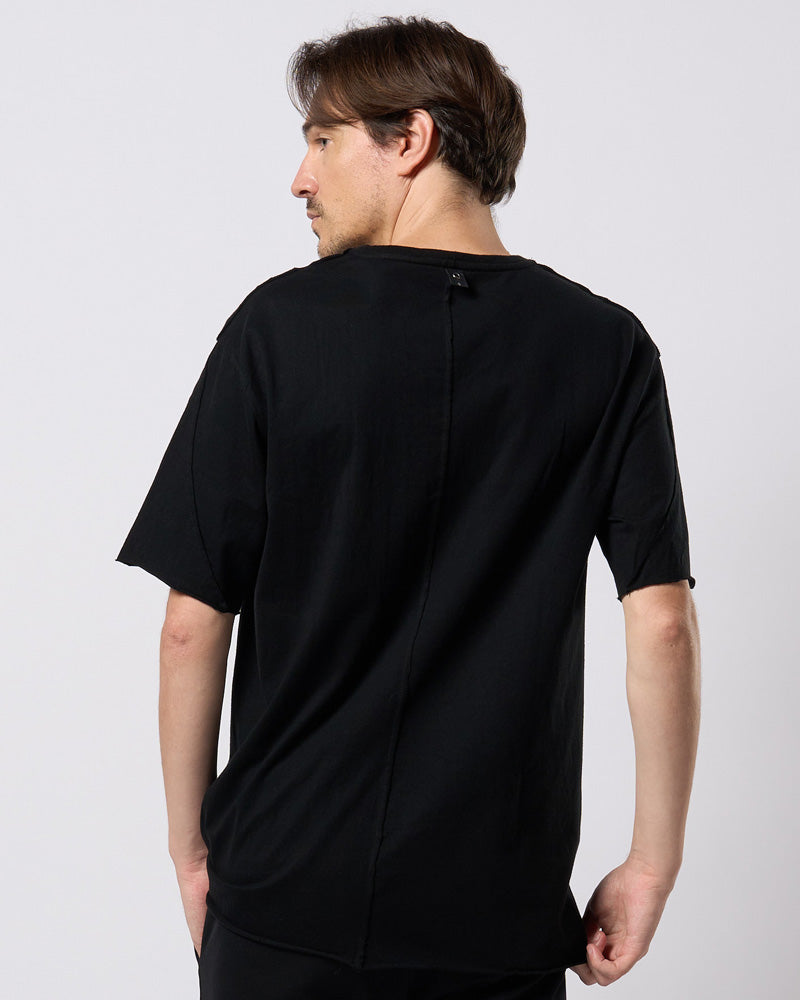wide cut-off V-neck S/S