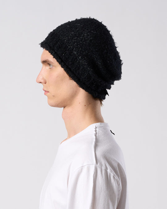 fancy yarn roll beanie