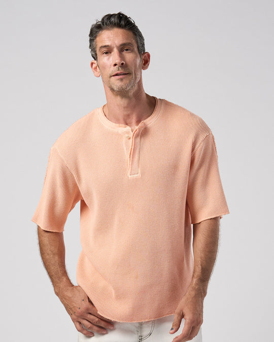 hard dry waffle fly-front henley S/S