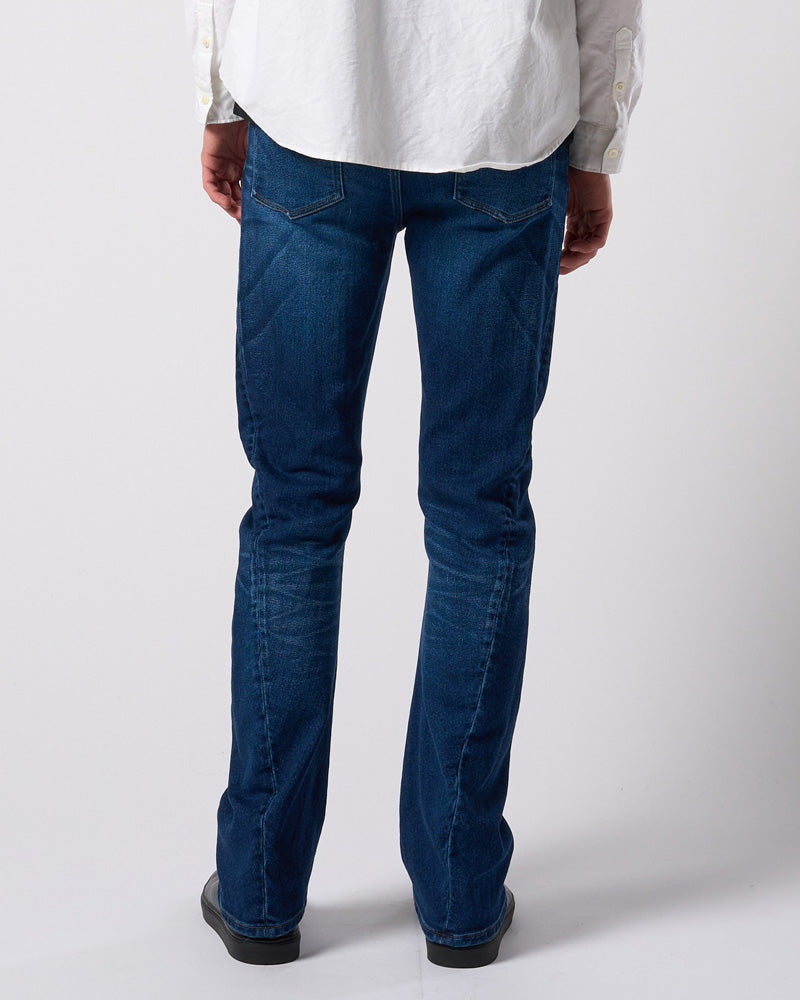 denim jersey 3D banana flare pants