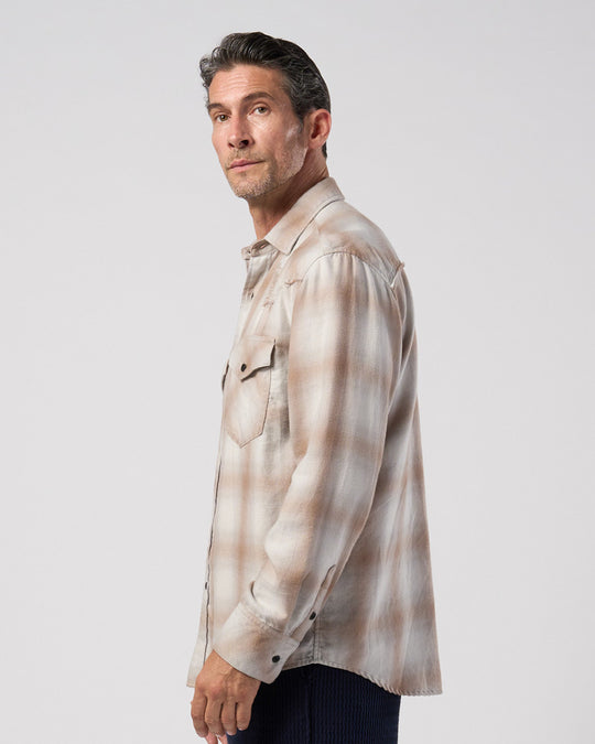 loose check western shirt