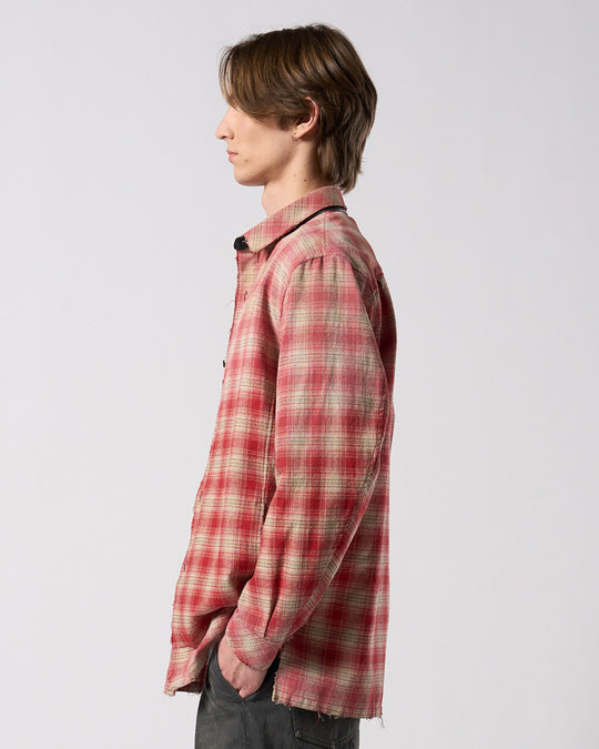 aging loose check shirt