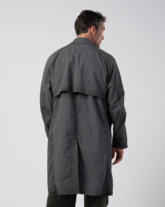 textured nylon double breasted coat