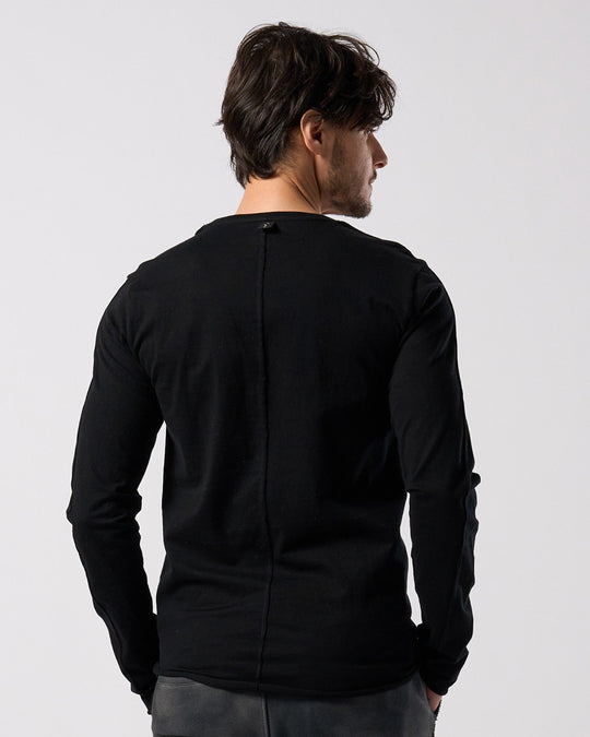 slim cut-off crew-neck L/S