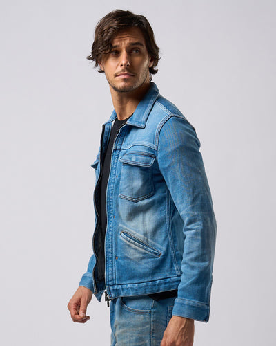 denim jersey zip blouson