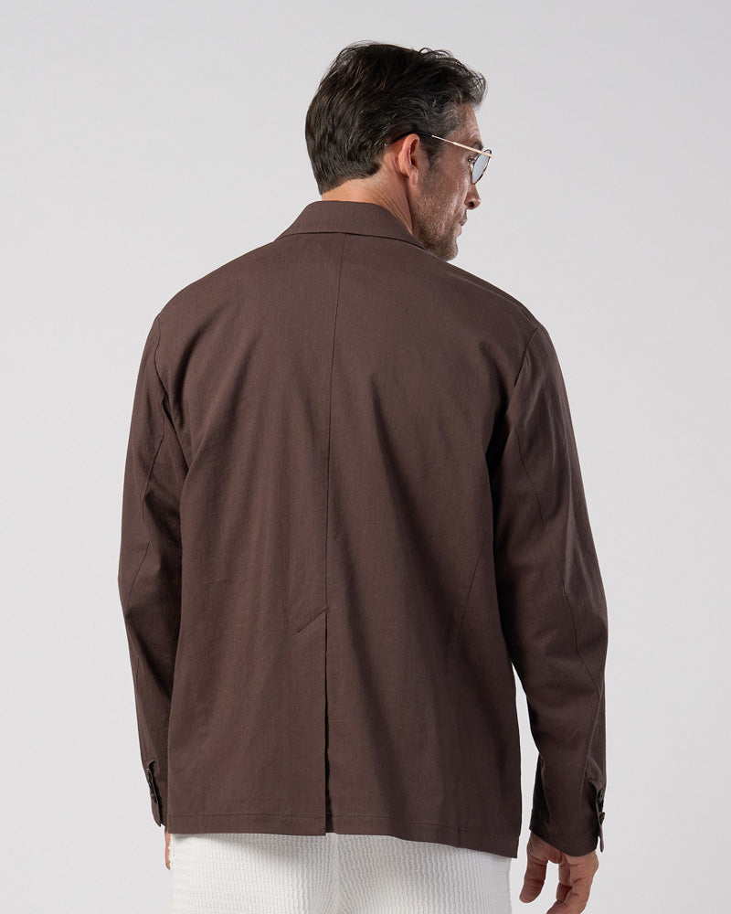 viscose linen double-breasted jacket