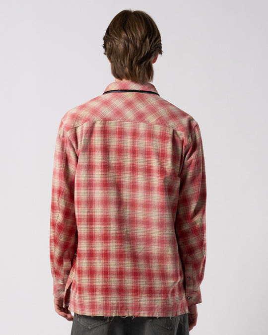aging loose check shirt