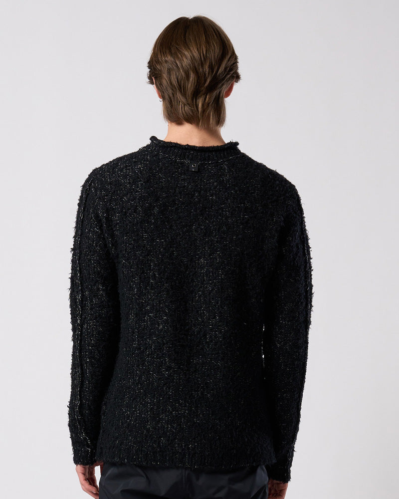 fancy yarn crew-neck knit