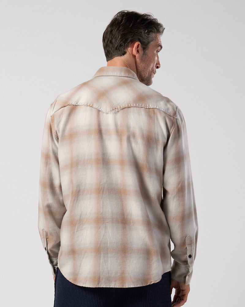 loose check western shirt