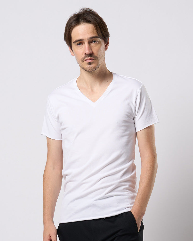 cut-off V-neck S/S