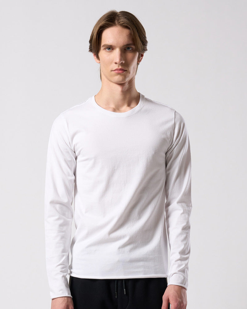 slim cut-off crew-neck L/S