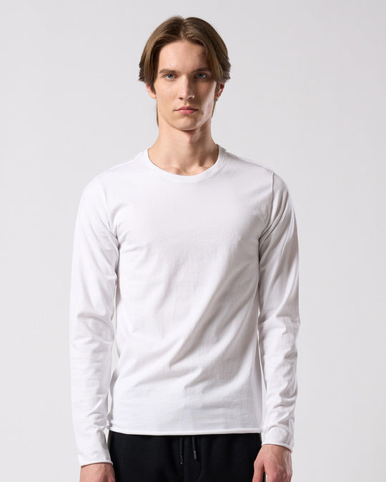 slim cut-off crew-neck L/S