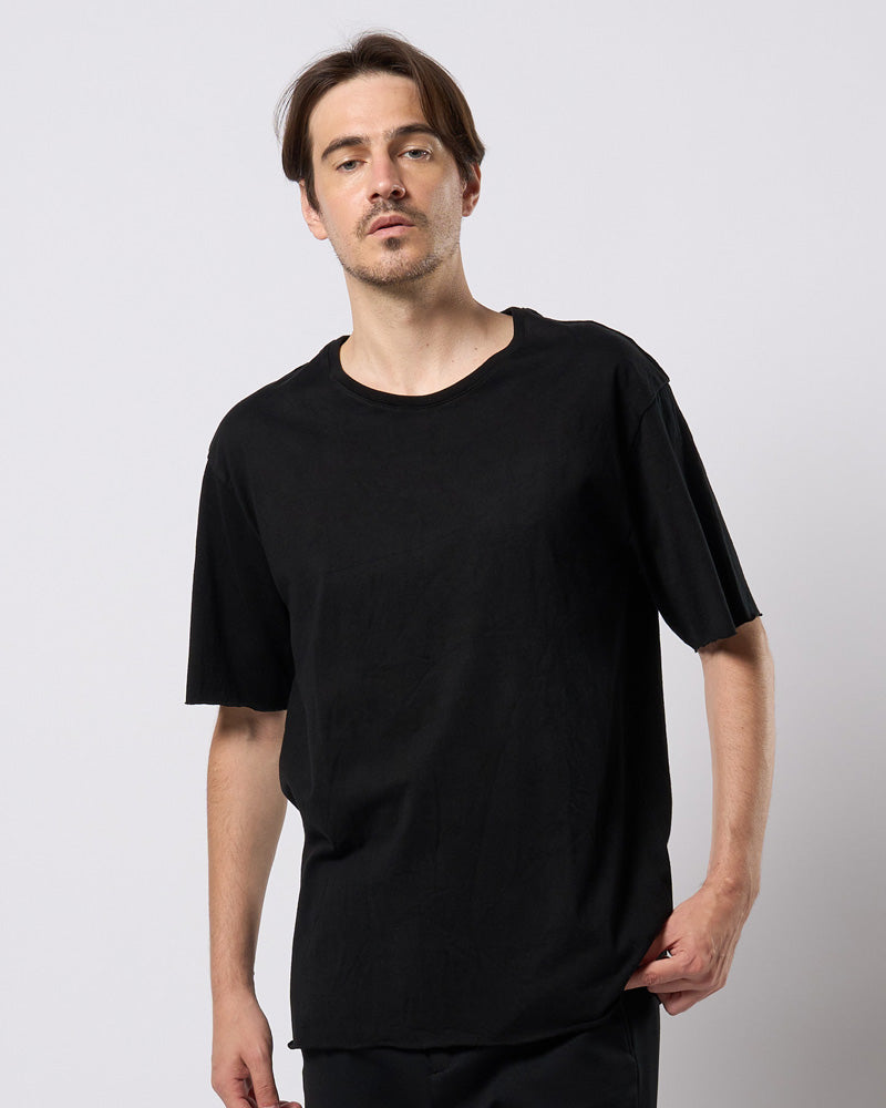wide cut-off crew-neck S/S