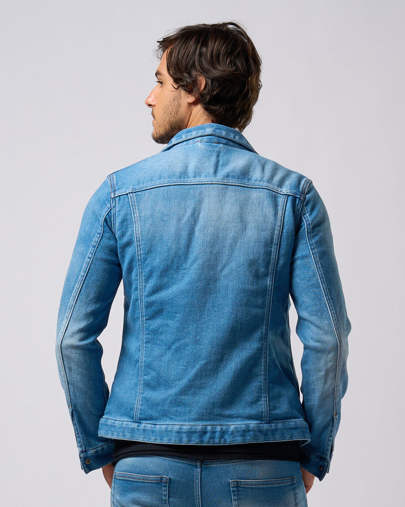 denim jersey zip blouson