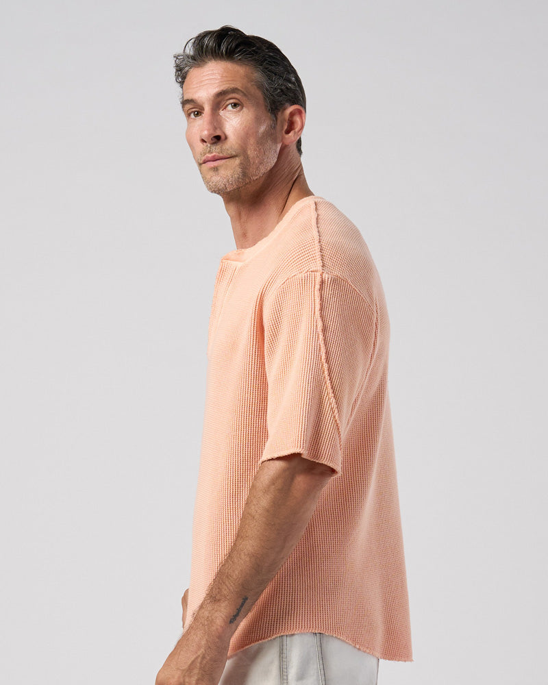 hard dry waffle fly-front henley S/S