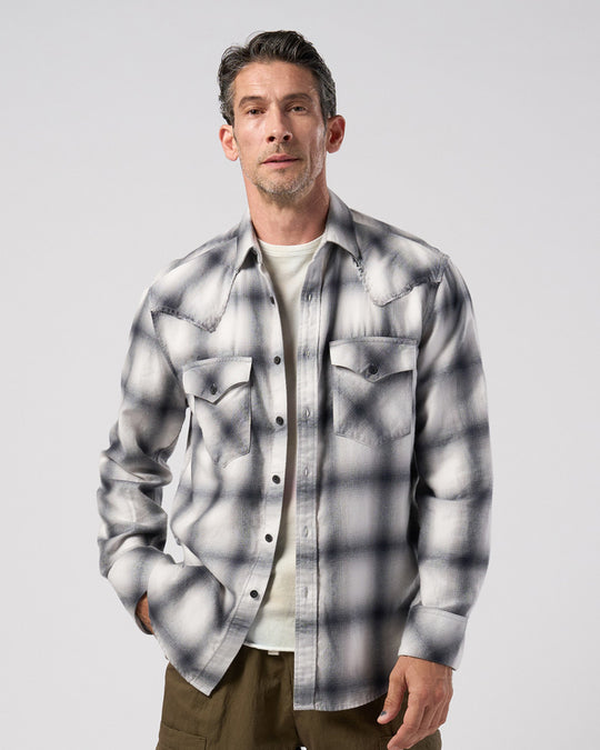 loose check western shirt