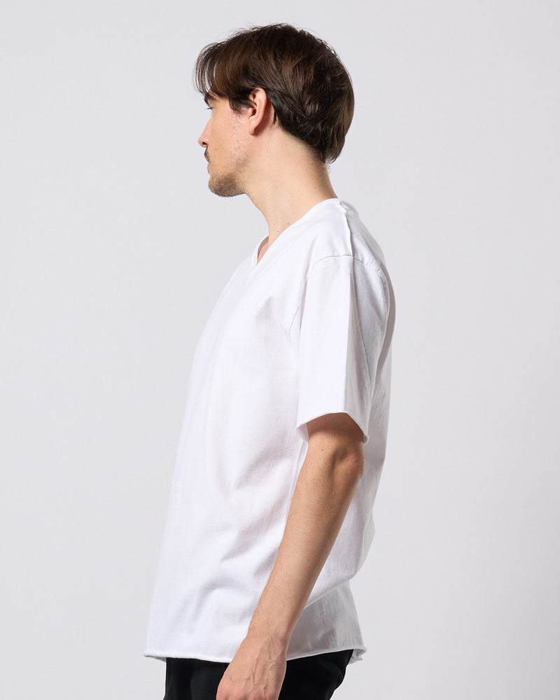 wide cut-off V-neck S/S