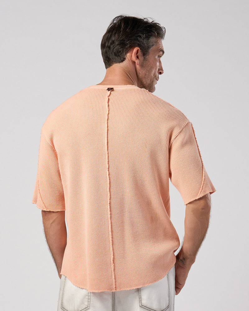 hard dry waffle fly-front henley S/S
