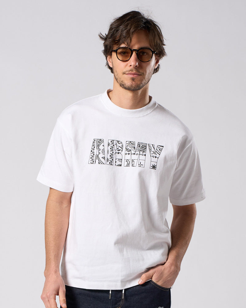 【新品未使用】 BAND OF FOUR 四節棍 Tシャツ 白L bandana panel ARMY T – wjk online store