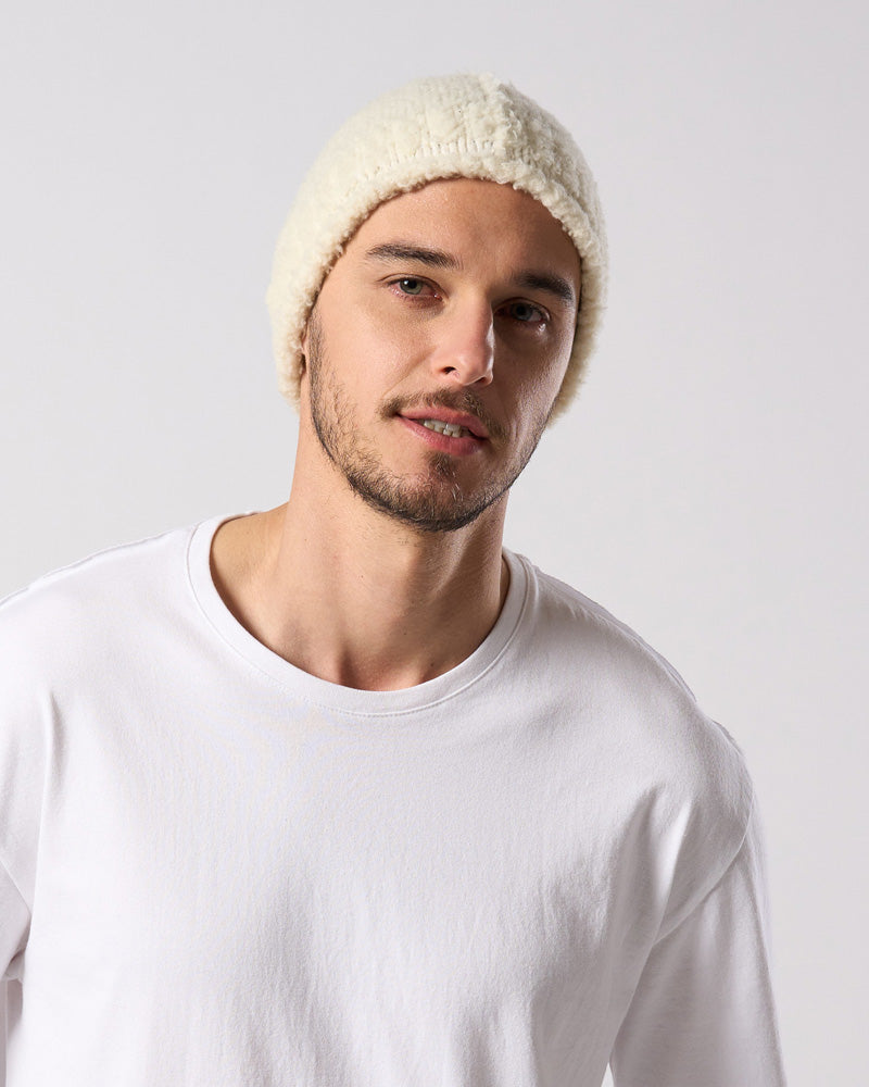 fancy yarn roll beanie