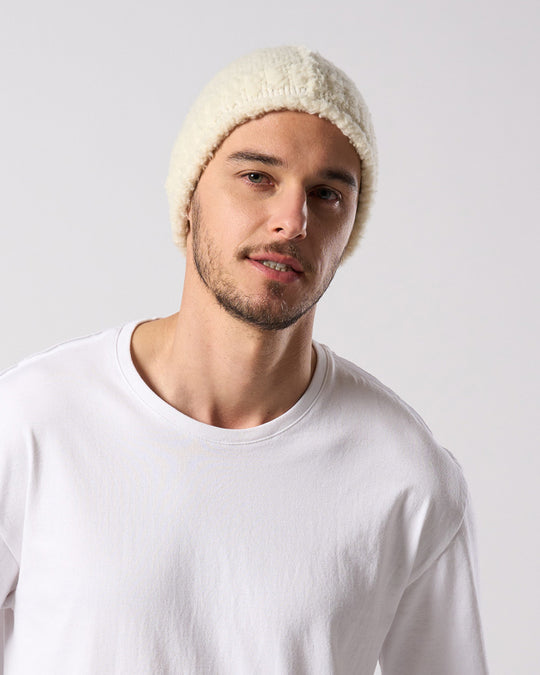 fancy yarn roll beanie
