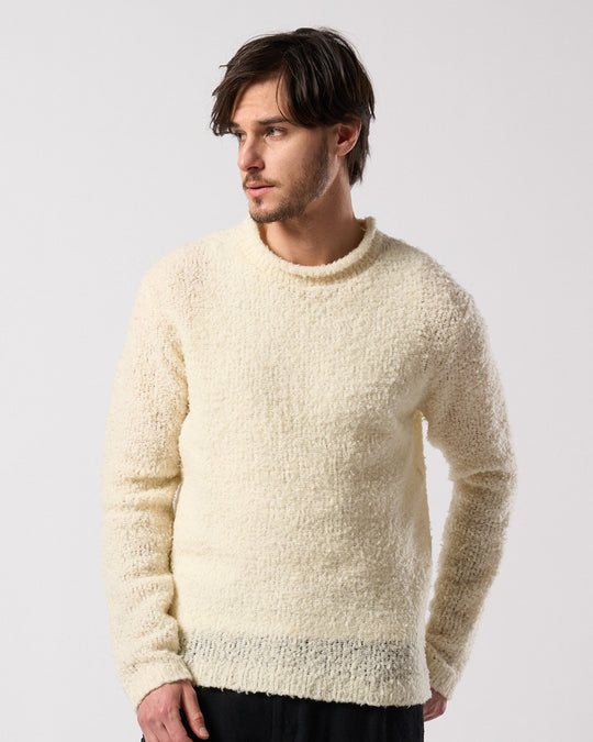fancy yarn crew-neck knit