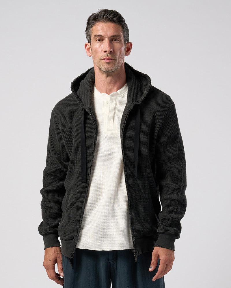 hard dry waffle damage zip hoodie